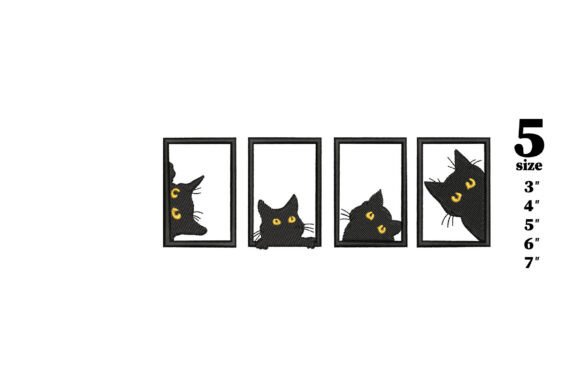 4 Cat: Whimsical Window Pane Embroidery for Gifts
