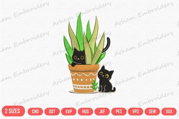 Black Cats and Houseplant