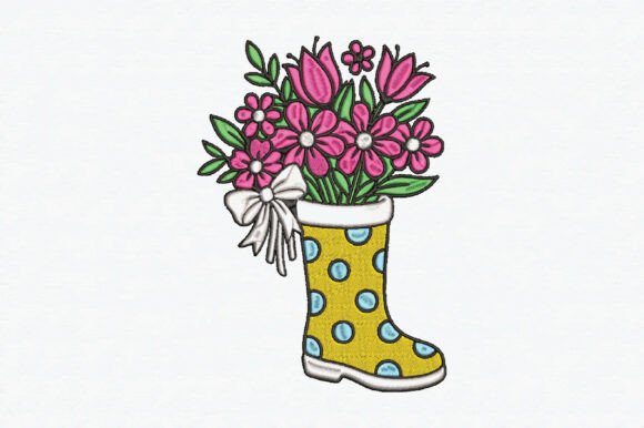 Boot with Flowers: A Charming Embroidery Design for Gifts