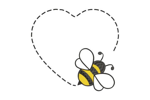Cute Bee Flying Heart