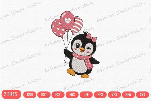 Cute Penguin with Balloons