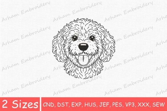 Cute Poodle Dog Face: Perfect Holiday Embroidery Gift