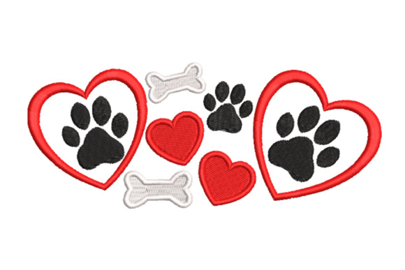 Dog Paw Hearts: A Personalized Embroidery Design