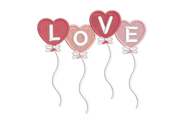 LOVE Heart Balloons Embroidery
