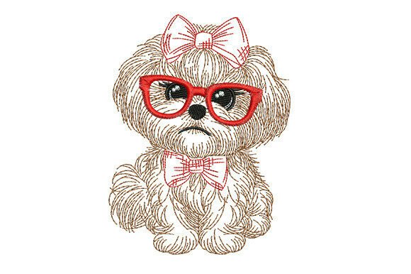 Shih Tzu Puppy Embroidery Design