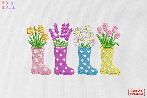 Spring Floral Rain Boot Bouquet