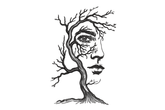 Tree Face Art – Abstract Sketch