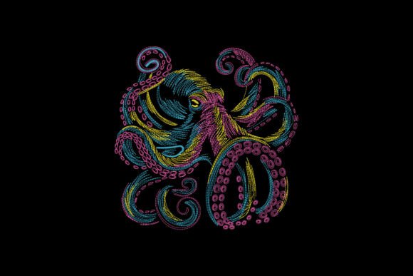 Vibrant Octopus Embroidery Design